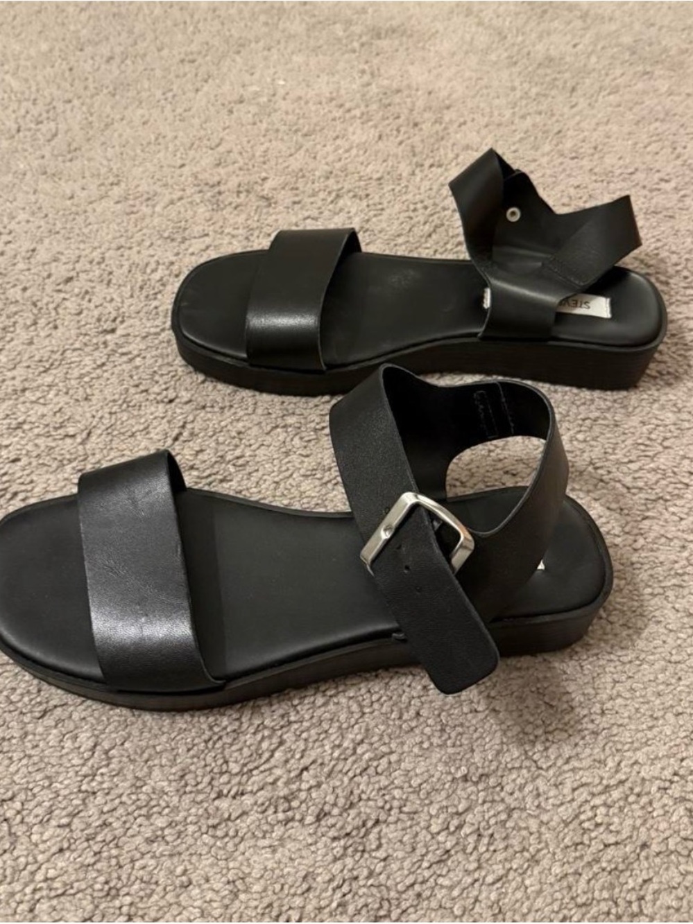 Steve Madden Black Platform Ankle-Strap Sandals